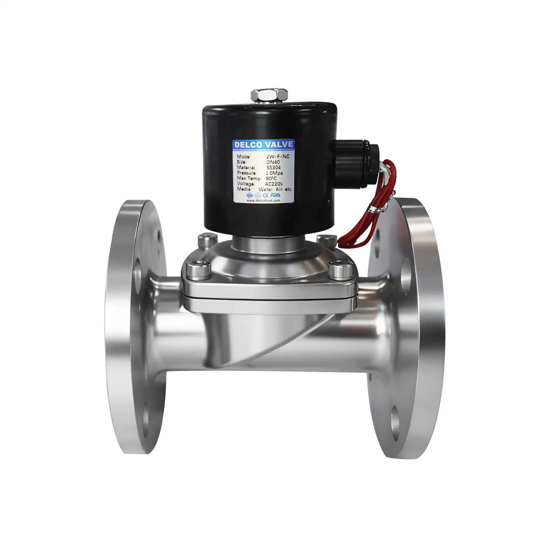 Válvula solenoide de acero inoxidable con brida