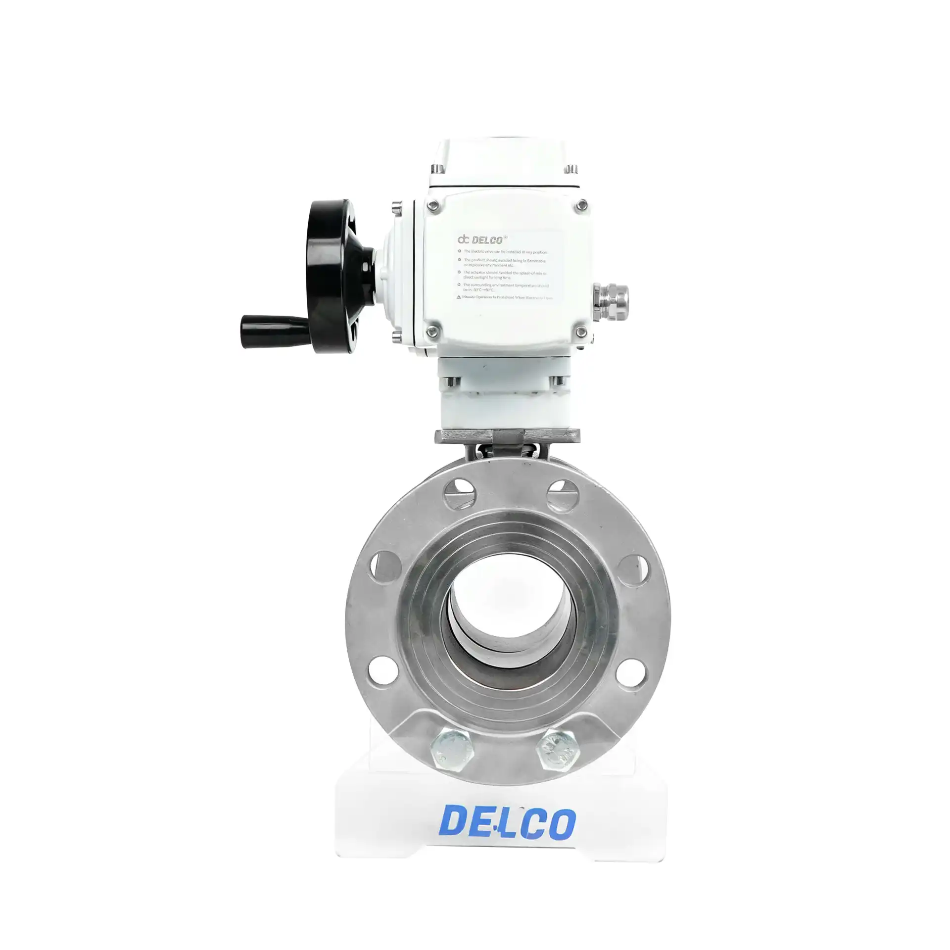 DK55-3PF Válvula de bola eléctrica de acero inoxidable con brida y vista derecha