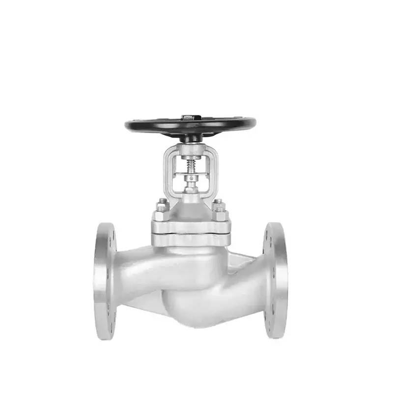 Válvula de fuelle estándar de acero inoxidable alemán – Vista frontal