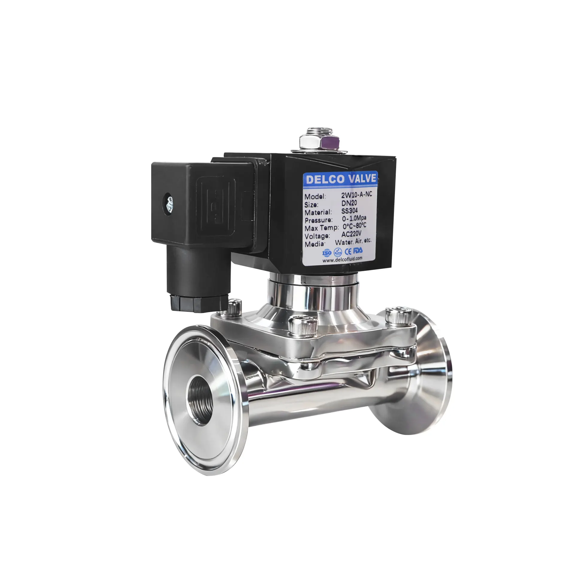 2Válvula solenoide de diafragma sanitaria de grado alimentario W-10A 3