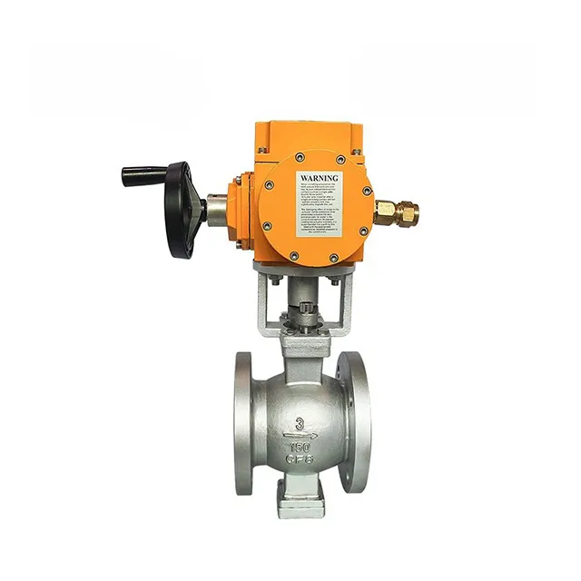 EX-DKV55-VF Válvula de bola eléctrica de acero inoxidable en V con brida en V 1