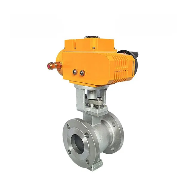 EX-DKV55-VF Válvula de bola eléctrica de acero inoxidable en V con brida en V 2