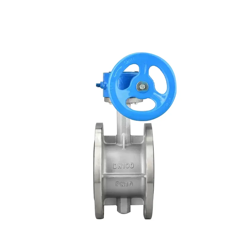 Válvula mariposa manual de acero inoxidable con bridas 2