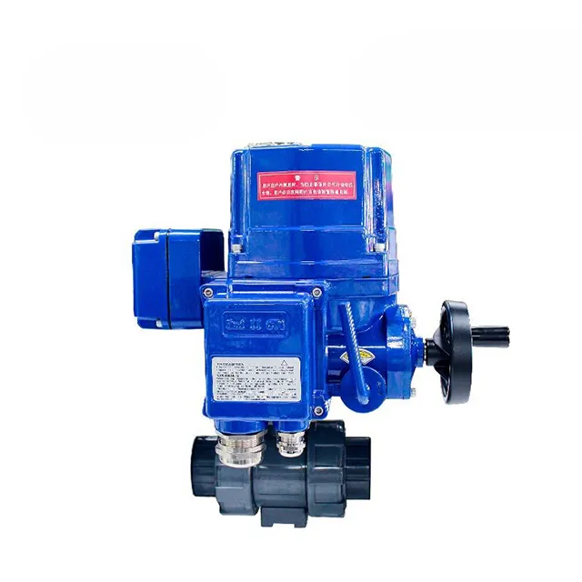 QT-DK55-PL Válvula de bola eléctrica de PVC bi-vía de doble unión 3