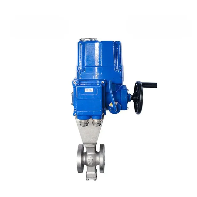 QT-DK55-VF Válvula de bola eléctrica tipo V con brida resistente a explosiones 4