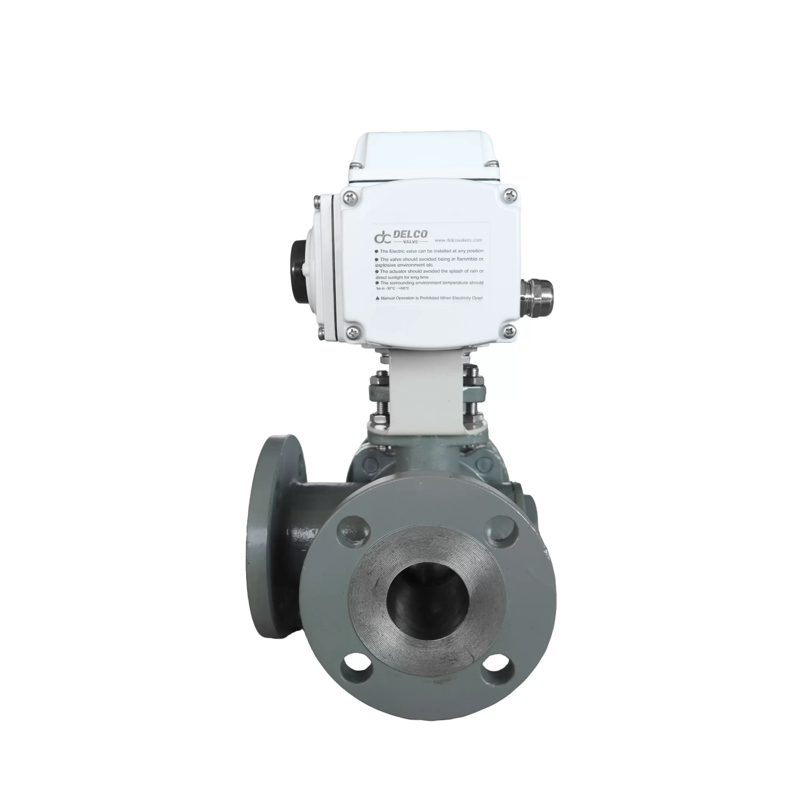 DK55-TFC Electric Three-Way Cast Steel Flange Ball Valve 6