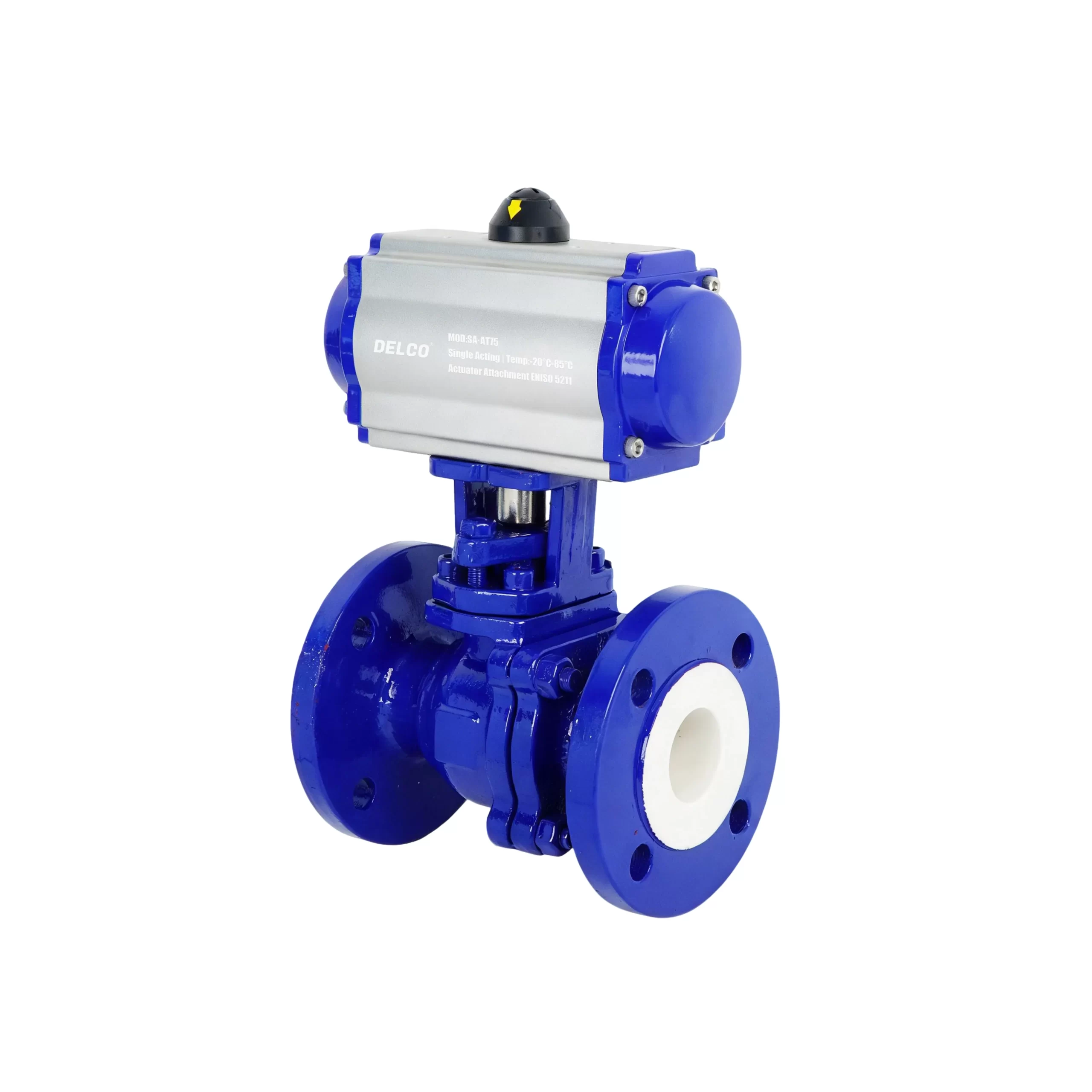 DK66-CF Pneumatic Fluorine-Lined Two-Way Flanged Ball Valve 1