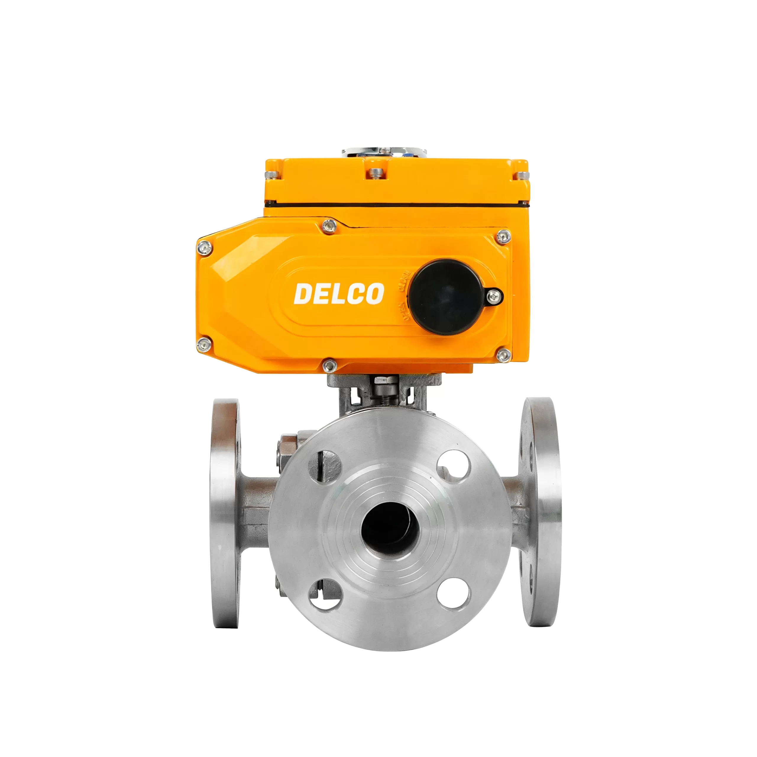 IP67-DK55-TF Electric Three-Way Stainless Steel Flanged Ball Valve 1