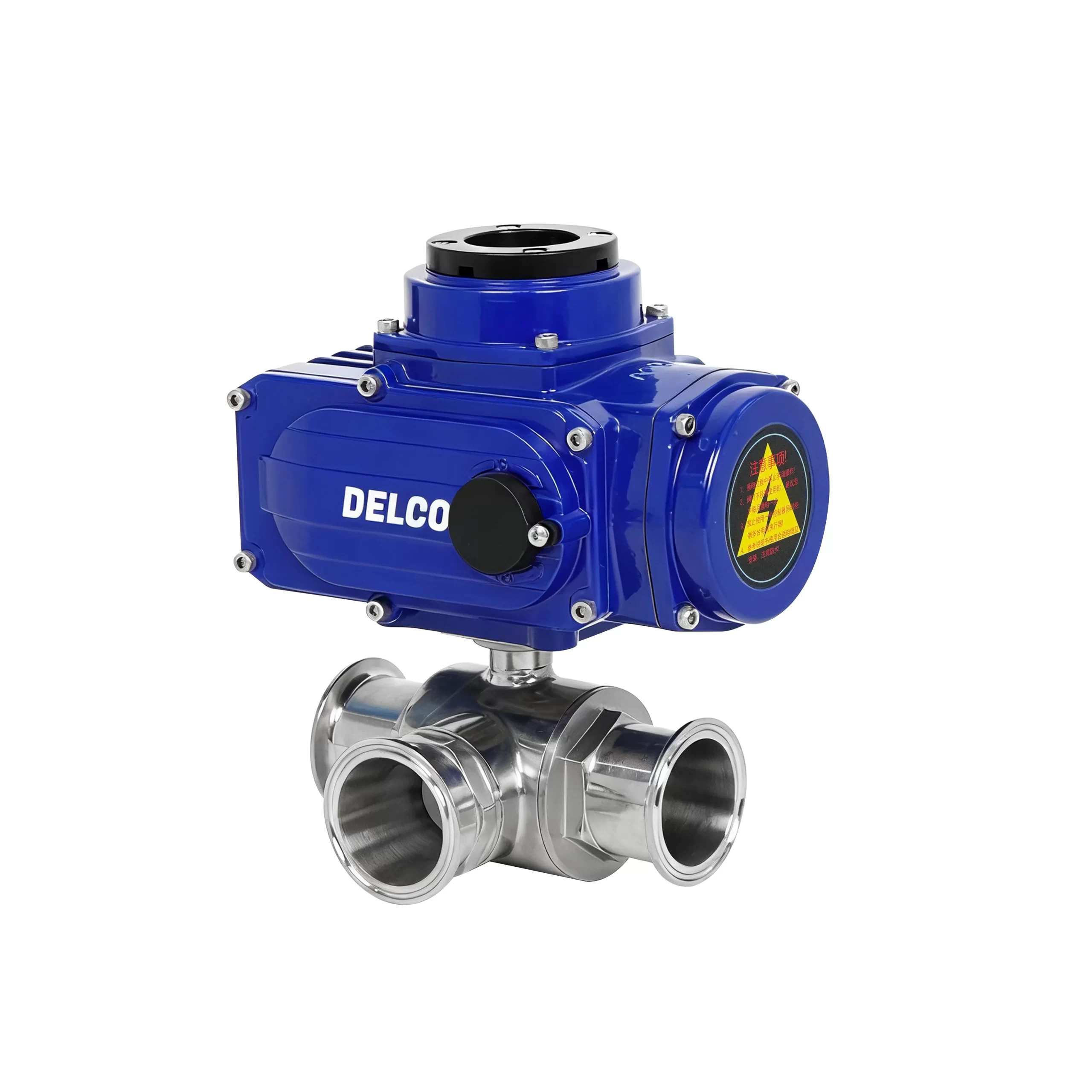 IP67-DKS55-3WS Electric Three-Way Sanitary Clamp Ball Valve 2