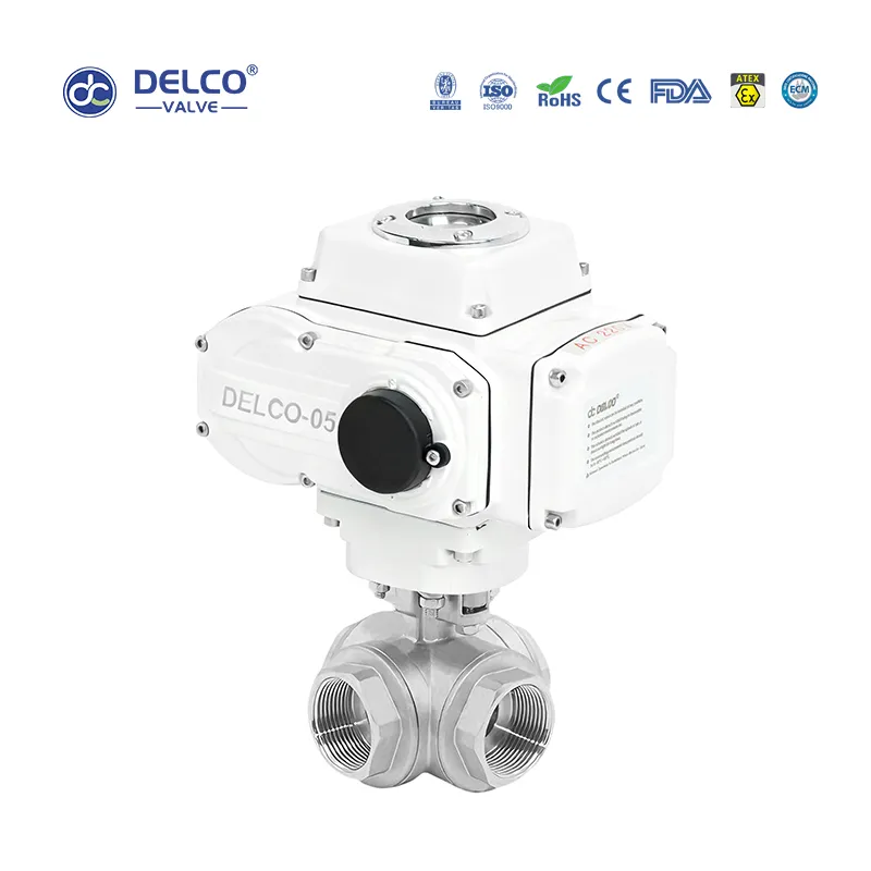 Electric 4-Way Threaded Ball Valve