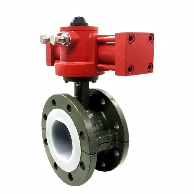 DELCO MYD-DCF Hydraulic Fluorine-Lined Cast Steel Flanged Butterfly Valve for Strong Acid & Alkali Service 4
