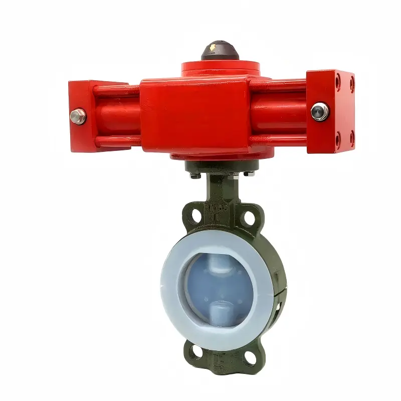 MAY-DC Hydraulic Fluorine-Lined Wafer Cast Steel Butterfly Valve 3